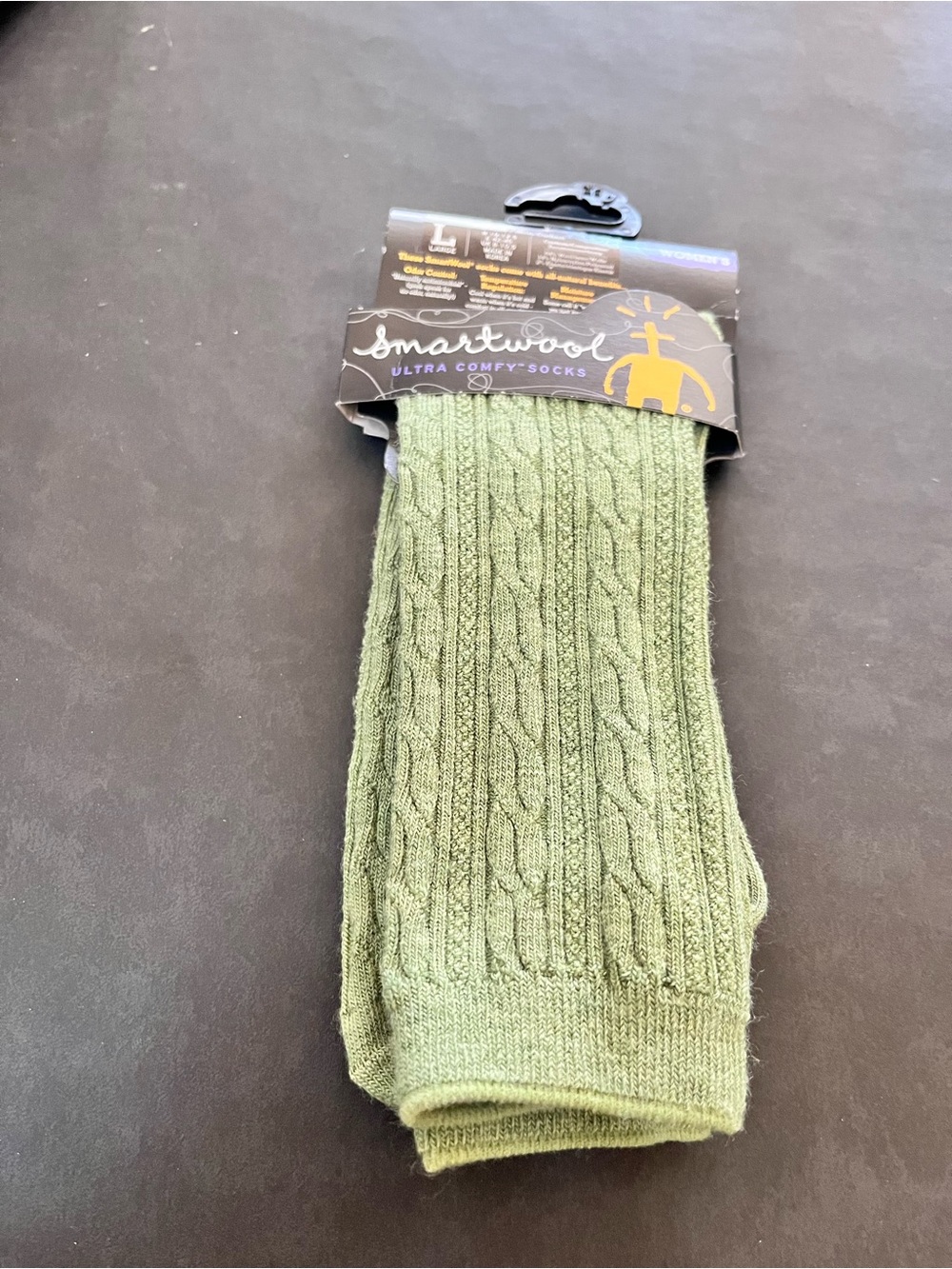 Smartwool womens Cable Crew stretch Socks - Green brand new